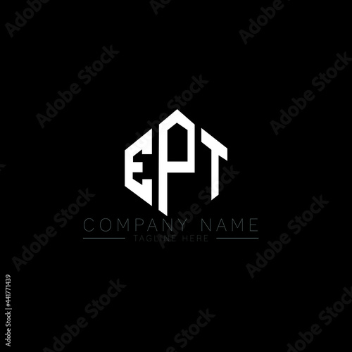 EPT letter logo design with polygon shape. EPT polygon logo monogram. EPT cube logo design. EPT hexagon vector logo template white and black colors. EPT monogram, EPT business and real estate logo. 