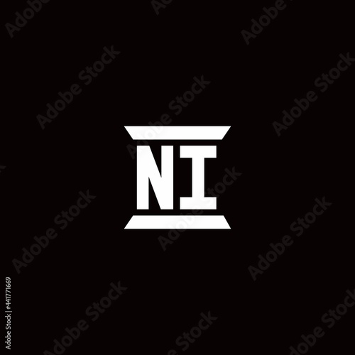 NI Logo monogram with pillar shape designs template