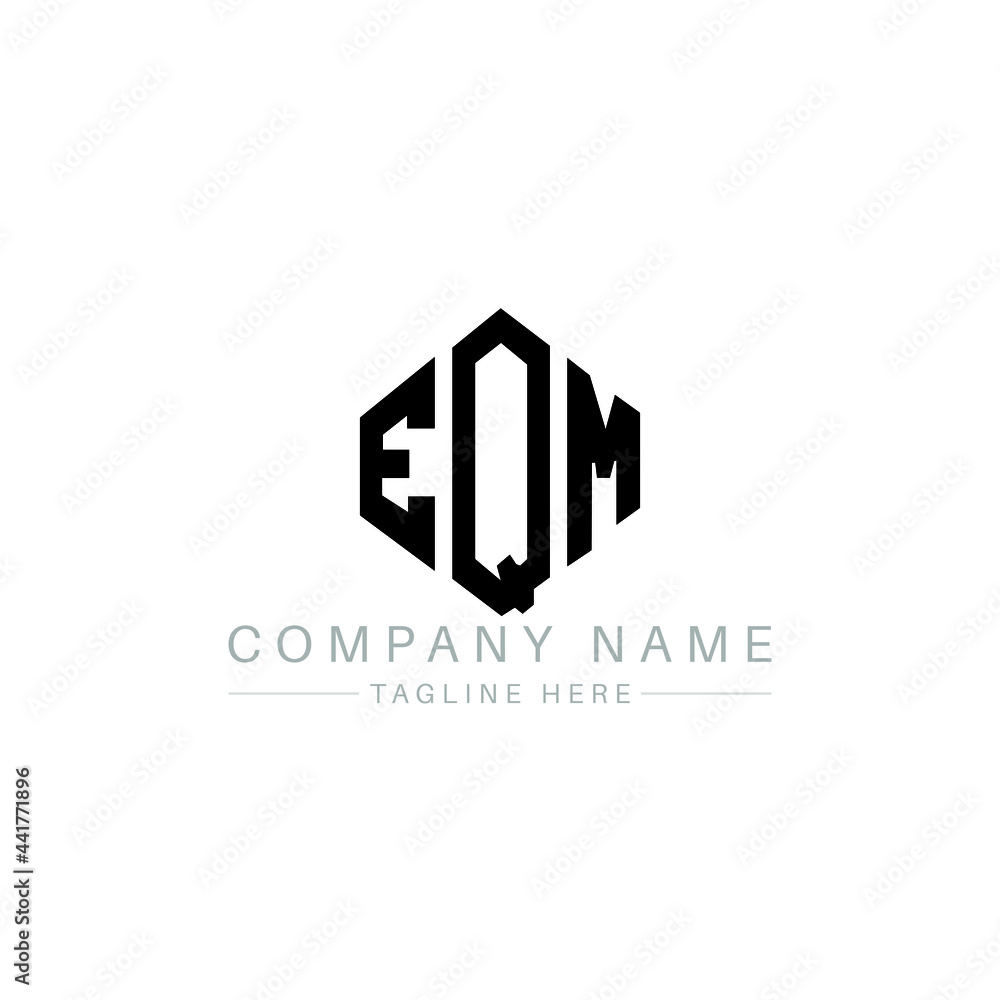 EQM letter logo design with polygon shape. EQM polygon logo monogram. EQM cube logo design. EQM hexagon vector logo template white and black colors. EQM monogram, EQM business and real estate logo. 