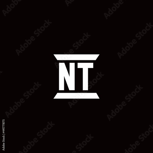 NT Logo monogram with pillar shape designs template