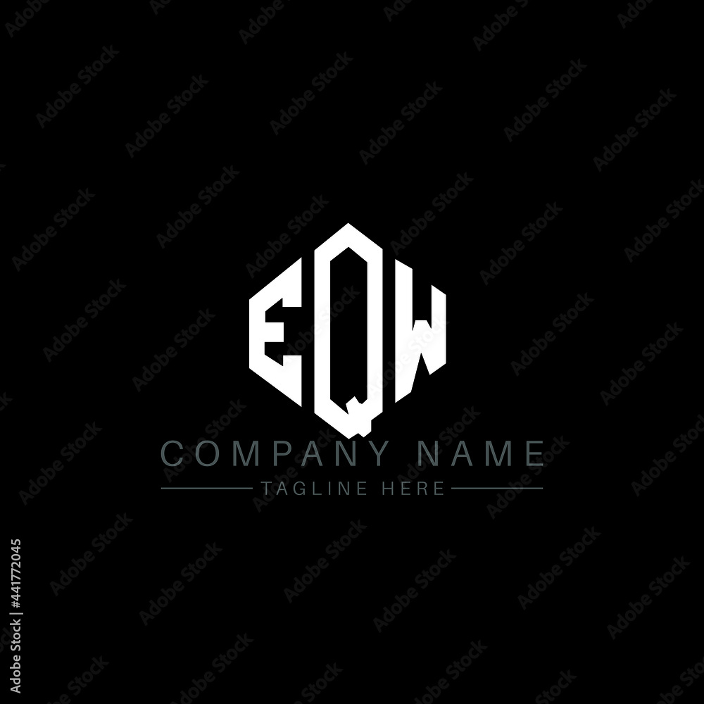 EQW letter logo design with polygon shape. EQW polygon logo monogram. EQW cube logo design. EQW hexagon vector logo template white and black colors. EQW monogram, EQW business and real estate logo. 