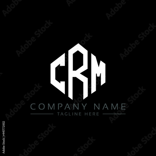CRM letter logo design with polygon shape. CRM polygon logo monogram. CRM cube logo design. CRM hexagon vector logo template white and black colors. CRM monogram, CRM business and real estate logo. 