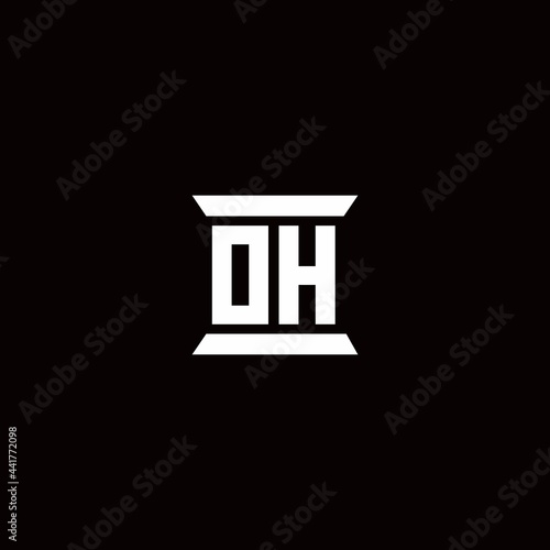 OH Logo monogram with pillar shape designs template