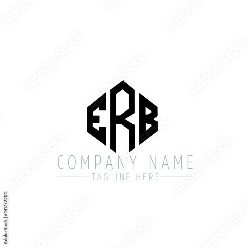 ERB letter logo design with polygon shape. ERB polygon logo monogram. ERB cube logo design. ERB hexagon vector logo template white and black colors. ERB monogram, ERB business and real estate logo. 