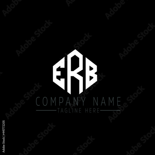 ERB letter logo design with polygon shape. ERB polygon logo monogram. ERB cube logo design. ERB hexagon vector logo template white and black colors. ERB monogram, ERB business and real estate logo. 