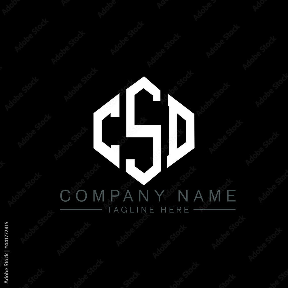 CSD letter logo design with polygon shape. CSD polygon logo monogram. CSD cube logo design. CSD hexagon vector logo template white and black colors. CSD monogram, CSD business and real estate logo. 