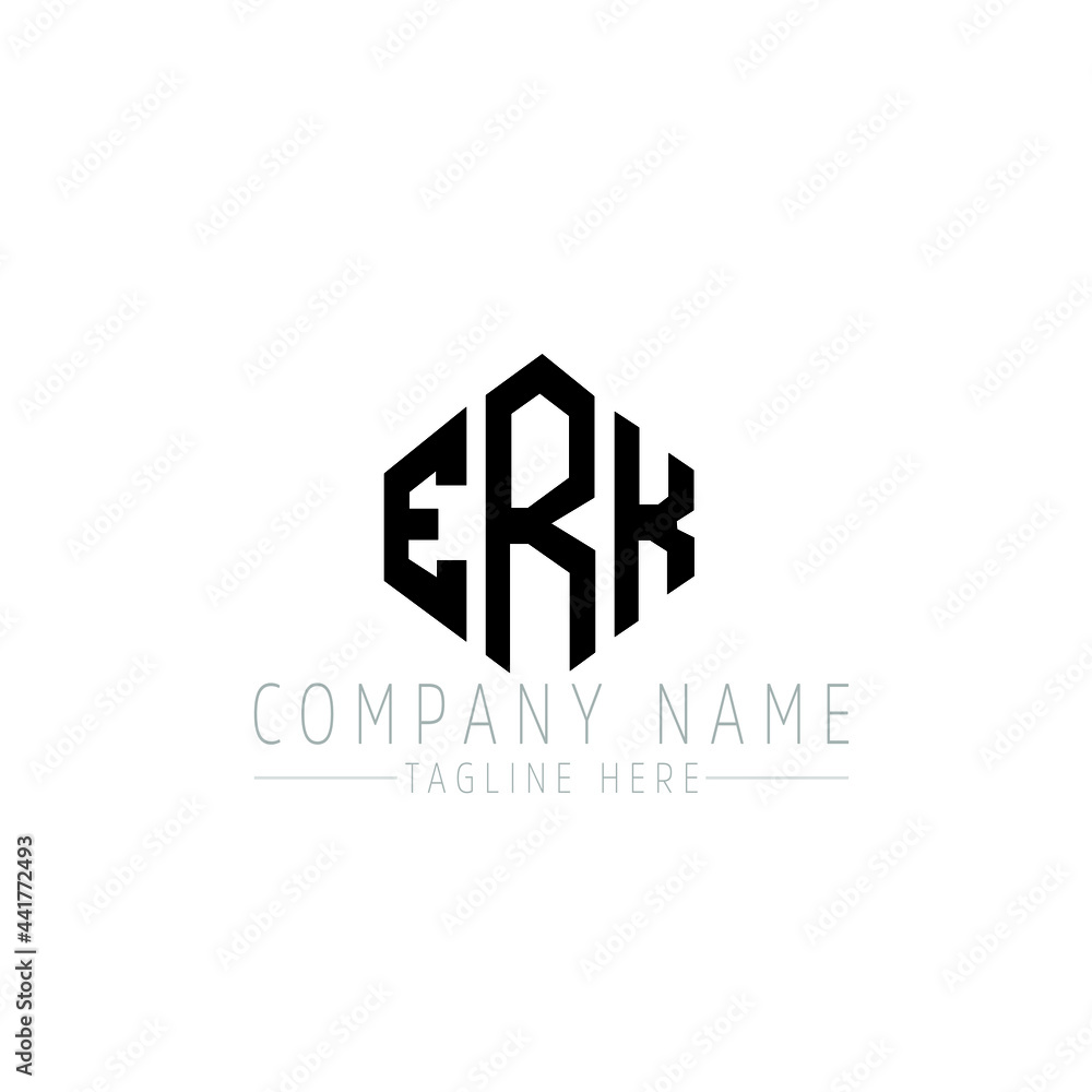 ERK letter logo design with polygon shape. ERK polygon logo monogram. ERK cube logo design. ERK hexagon vector logo template white and black colors. ERK monogram, ERK business and real estate logo. 