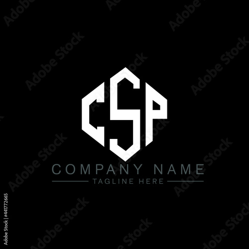 CSP letter logo design with polygon shape. CSP polygon logo monogram. CSP cube logo design. CSP hexagon vector logo template white and black colors. CSP monogram, CSP business and real estate logo.  photo