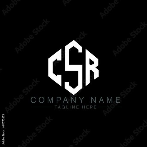 CSR letter logo design with polygon shape. CSR polygon logo monogram. CSR cube logo design. CSR hexagon vector logo template white and black colors. CSR monogram, CSR business and real estate logo. 