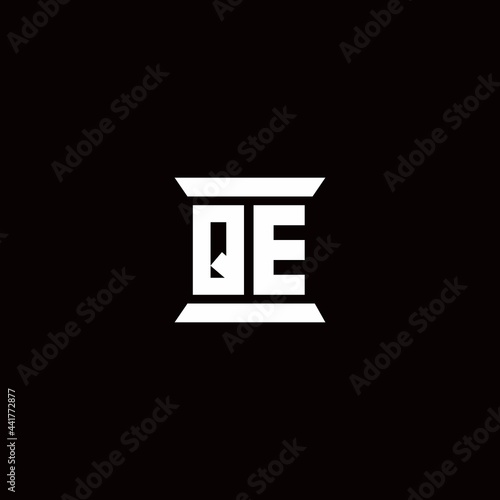 QE Logo monogram with pillar shape designs template