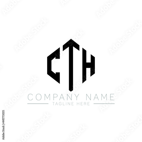 CTH letter logo design with polygon shape. CTH polygon logo monogram. CTH cube logo design. CTH hexagon vector logo template white and black colors. CTH monogram, CTH business and real estate logo.  photo