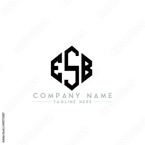 ESB letter logo design with polygon shape. ESB polygon logo monogram. ESB cube logo design. ESB hexagon vector logo template white and black colors. ESB monogram, ESB business and real estate logo.  photo