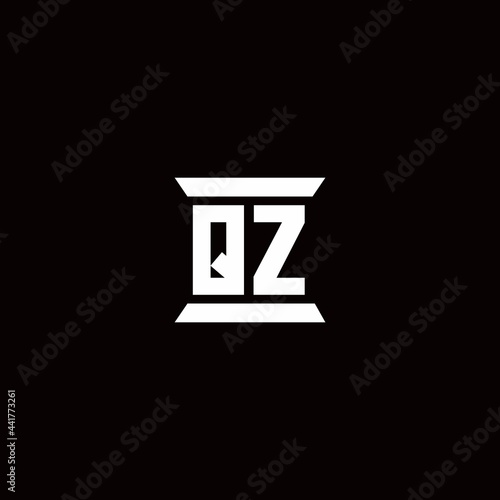QZ Logo monogram with pillar shape designs template