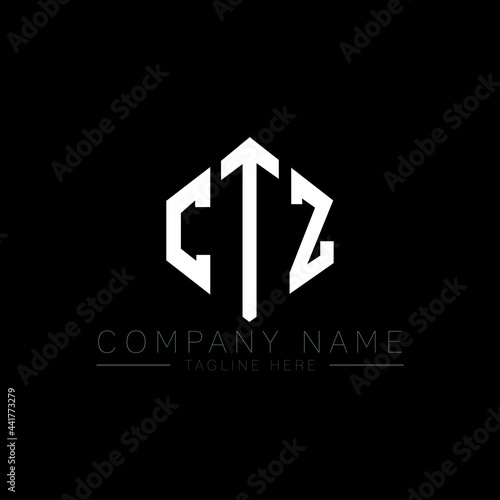 CTZ letter logo design with polygon shape. CTZ polygon logo monogram. CTZ cube logo design. CTZ hexagon vector logo template white and black colors. CTZ monogram, CTZ business and real estate logo. 