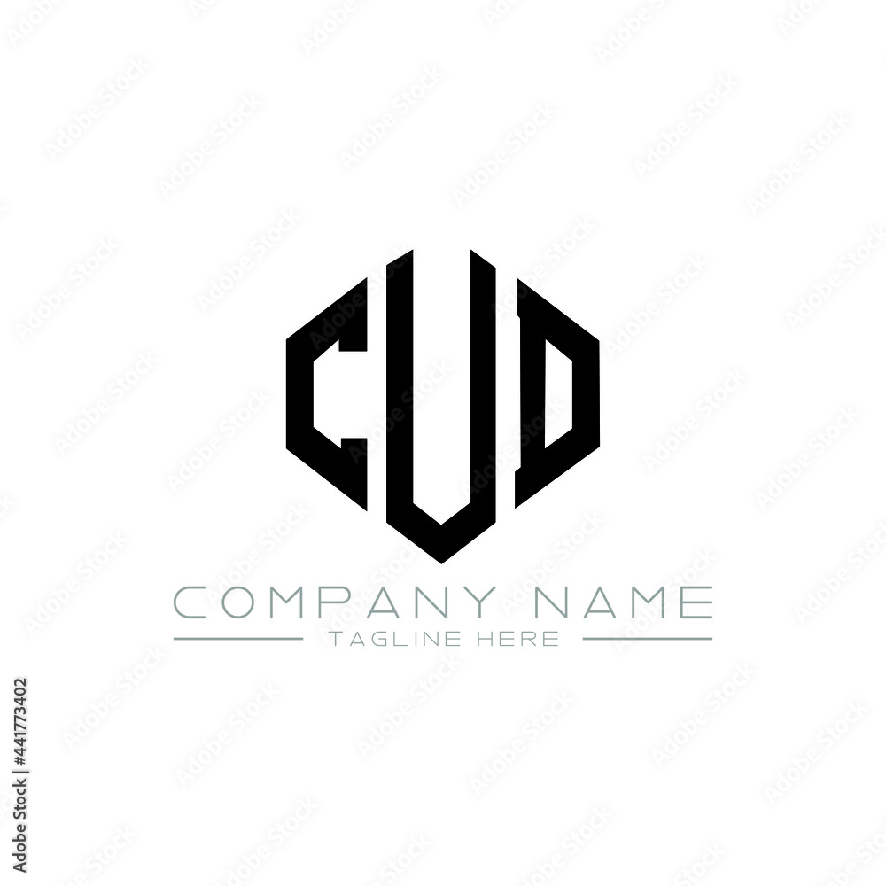 CUD letter logo design with polygon shape. CUD polygon logo monogram. CUD cube logo design. CUD hexagon vector logo template white and black colors. CUD monogram, CUD business and real estate logo. 