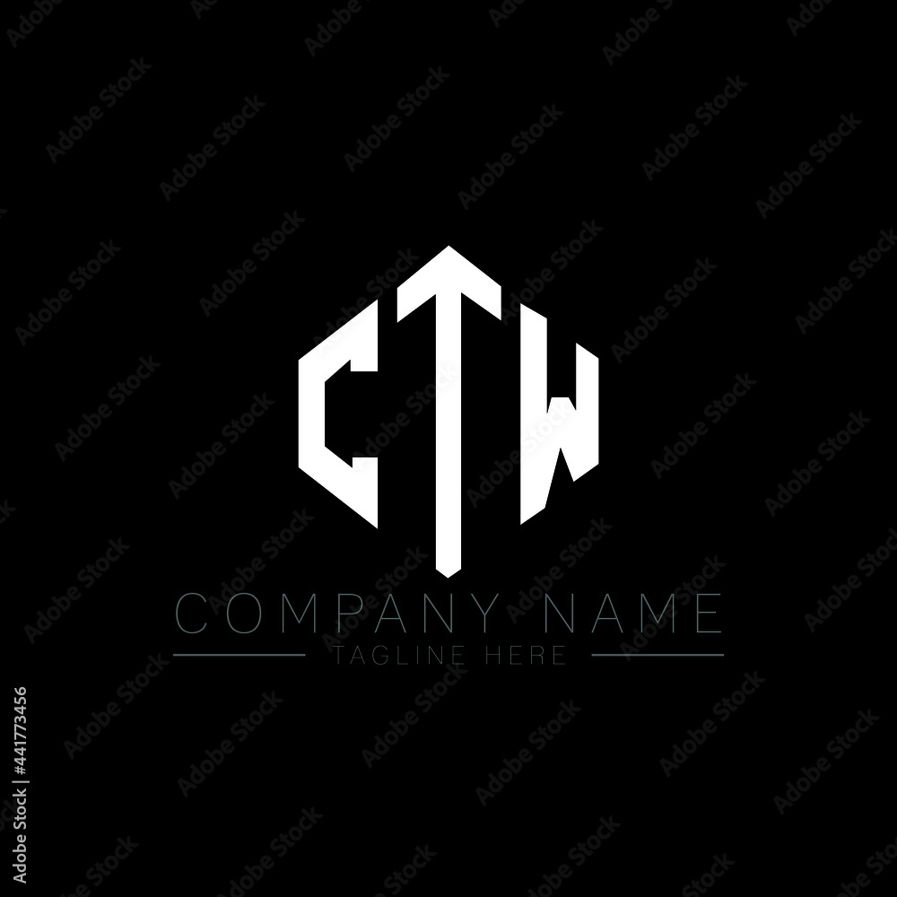 CTW letter logo design with polygon shape. CTW polygon logo monogram. CTW cube logo design. CTW hexagon vector logo template white and black colors. CTW monogram, CTW business and real estate logo.  