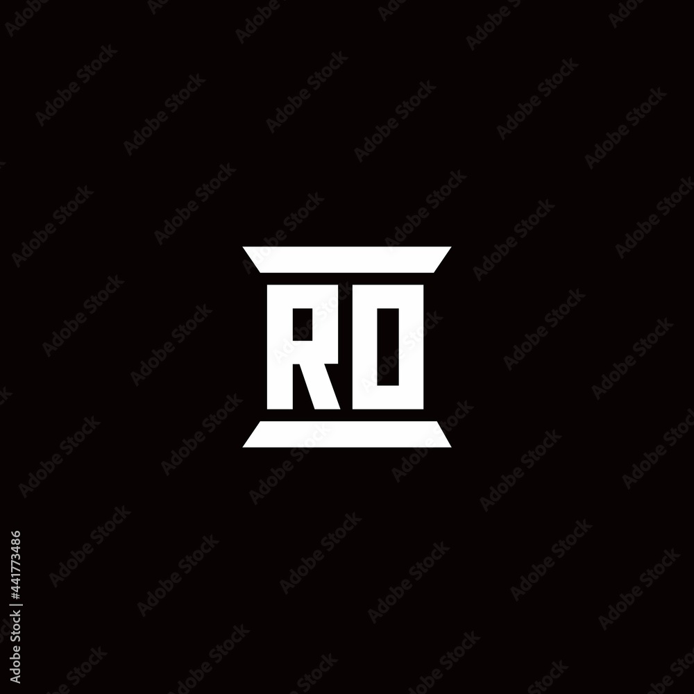 RO Logo monogram with pillar shape designs template RO Logo monogram with pillar shape designs template