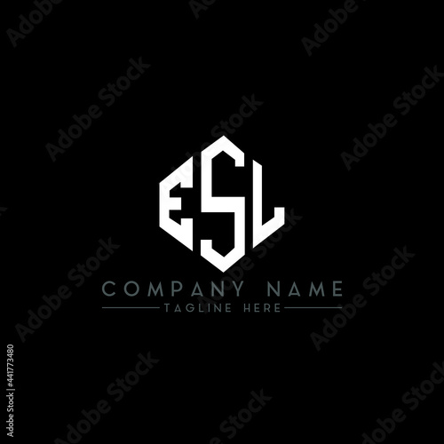 ESL letter logo design with polygon shape. ESL polygon logo monogram. ESL cube logo design. ESL hexagon vector logo template white and black colors. ESL monogram, ESL business and real estate logo.  photo