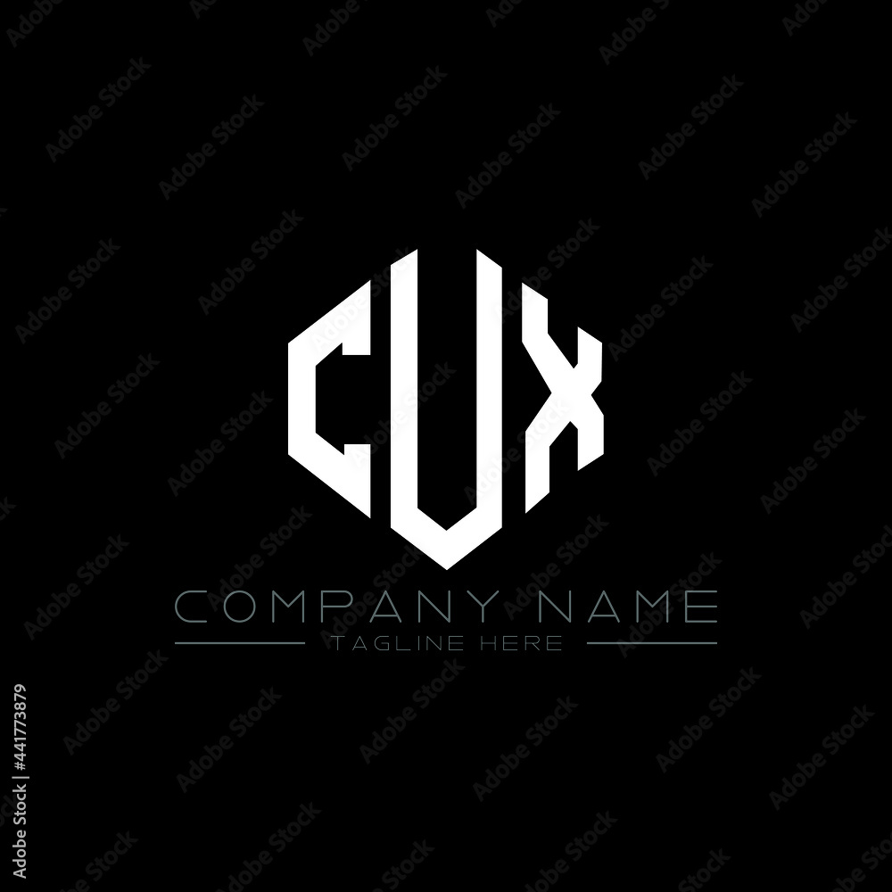 CUX letter logo design with polygon shape. CUX polygon logo monogram. CUX cube logo design. CUX hexagon vector logo template white and black colors. CUX monogram, CUX business and real estate logo. 