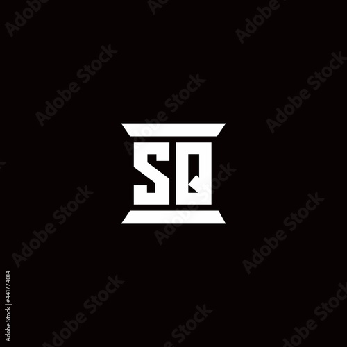 SQ Logo monogram with pillar shape designs template