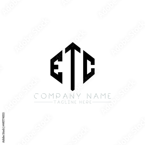 ETC letter logo design with polygon shape. ETC polygon logo monogram. ETC cube logo design. ETC hexagon vector logo template white and black colors. ETC monogram, ETC business and real estate logo.  © mamun25g