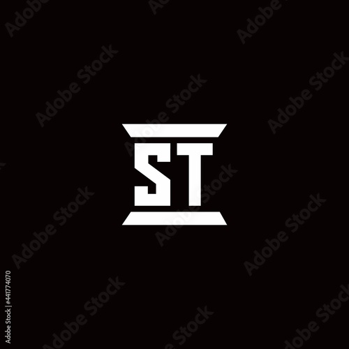 ST Logo monogram with pillar shape designs template