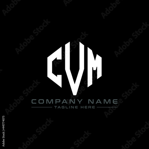 CVM letter logo design with polygon shape. CVM polygon logo monogram. CVM cube logo design. CVM hexagon vector logo template white and black colors. CVM monogram, CVM business and real estate logo. 