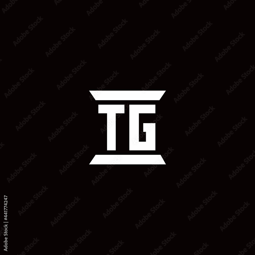 TG Logo monogram with pillar shape designs template TG Logo monogram with pillar shape designs template