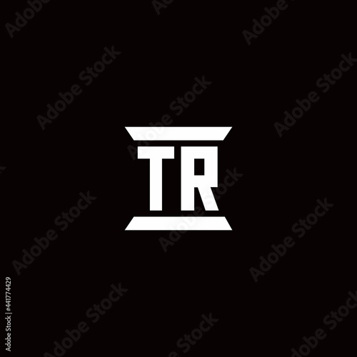 TR Logo monogram with pillar shape designs template