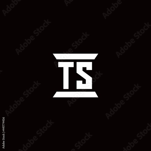 TS Logo monogram with pillar shape designs template