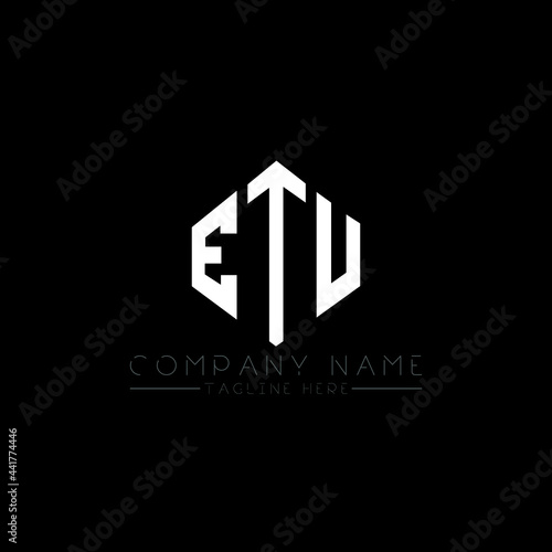 ETU letter logo design with polygon shape. ETU polygon logo monogram. ETU cube logo design. ETU hexagon vector logo template white and black colors. ETU monogram, ETU business and real estate logo.  photo