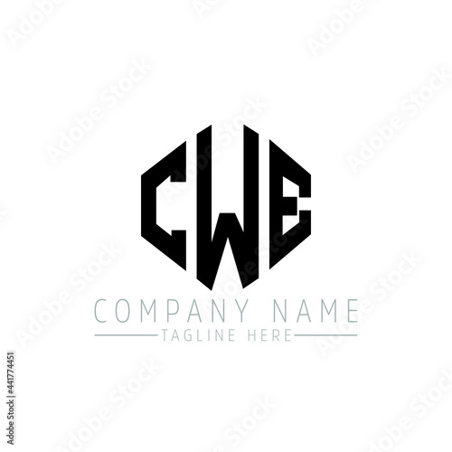 CWE letter logo design with polygon shape. CWE polygon logo monogram. CWE cube logo design. CWE hexagon vector logo template white and black colors. CWE monogram, CWE business and real estate logo. 