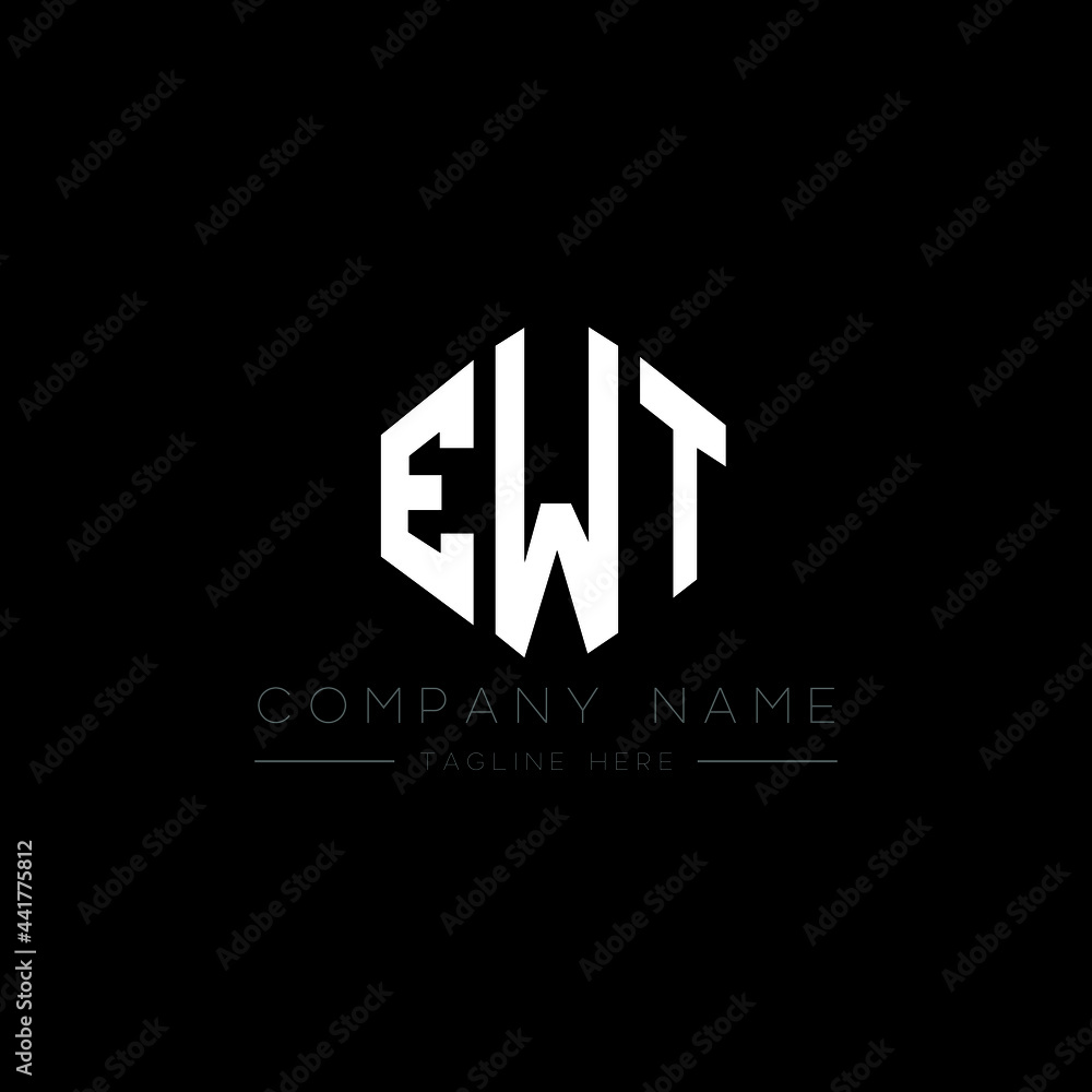 EWT letter logo design with polygon shape. EWT polygon logo monogram. EWT cube logo design. EWT hexagon vector logo template white and black colors. EWT monogram, EWT business and real estate logo. 