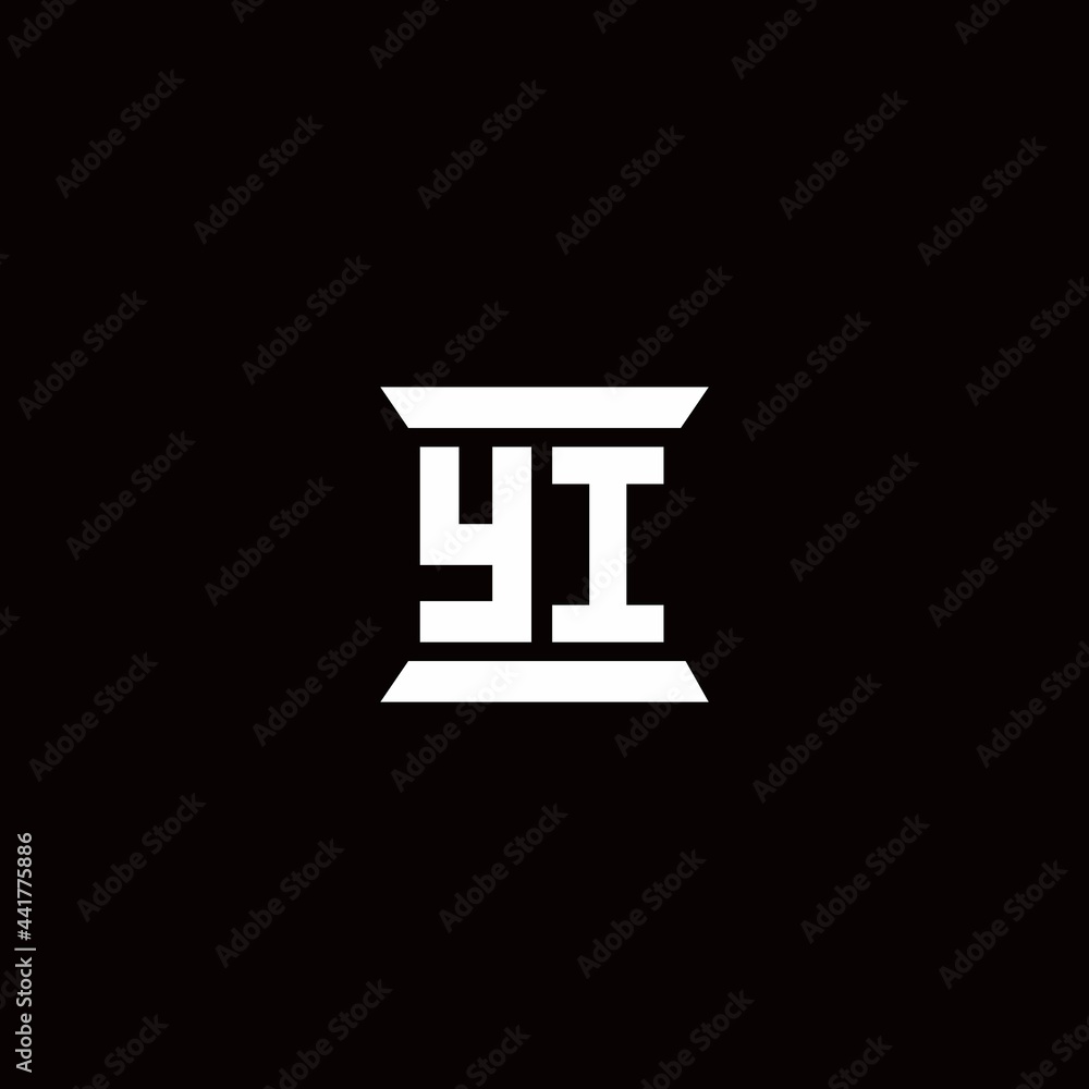 YI Logo monogram with pillar shape designs template YI Logo monogram with pillar shape designs template