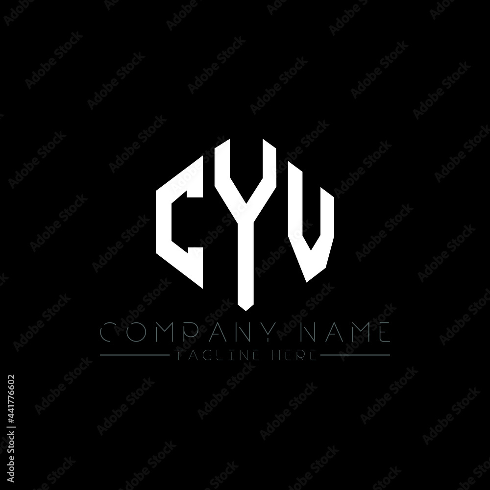 Fototapeta premium CYV letter logo design with polygon shape. CYV polygon logo monogram. CYV cube logo design. CYV hexagon vector logo template white and black colors. CYV monogram, CYV business and real estate logo. 
