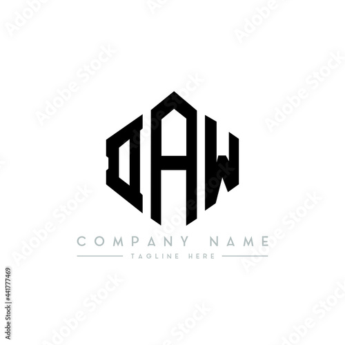 DAW letter logo design with polygon shape. DAW polygon logo monogram. DAW cube logo design. DAW hexagon vector logo template white and black colors. DAW monogram, DAW business and real estate logo. 