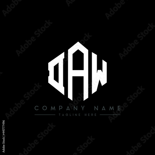 DAW letter logo design with polygon shape. DAW polygon logo monogram. DAW cube logo design. DAW hexagon vector logo template white and black colors. DAW monogram, DAW business and real estate logo. 