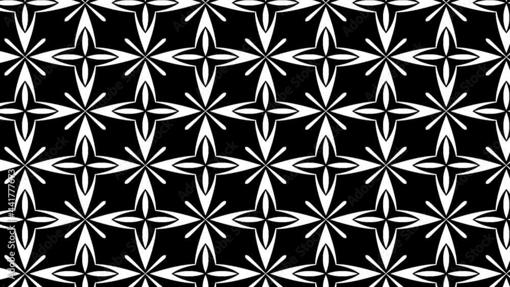 symmetrical repeating black-and-white patterns change their shape. abstract background 