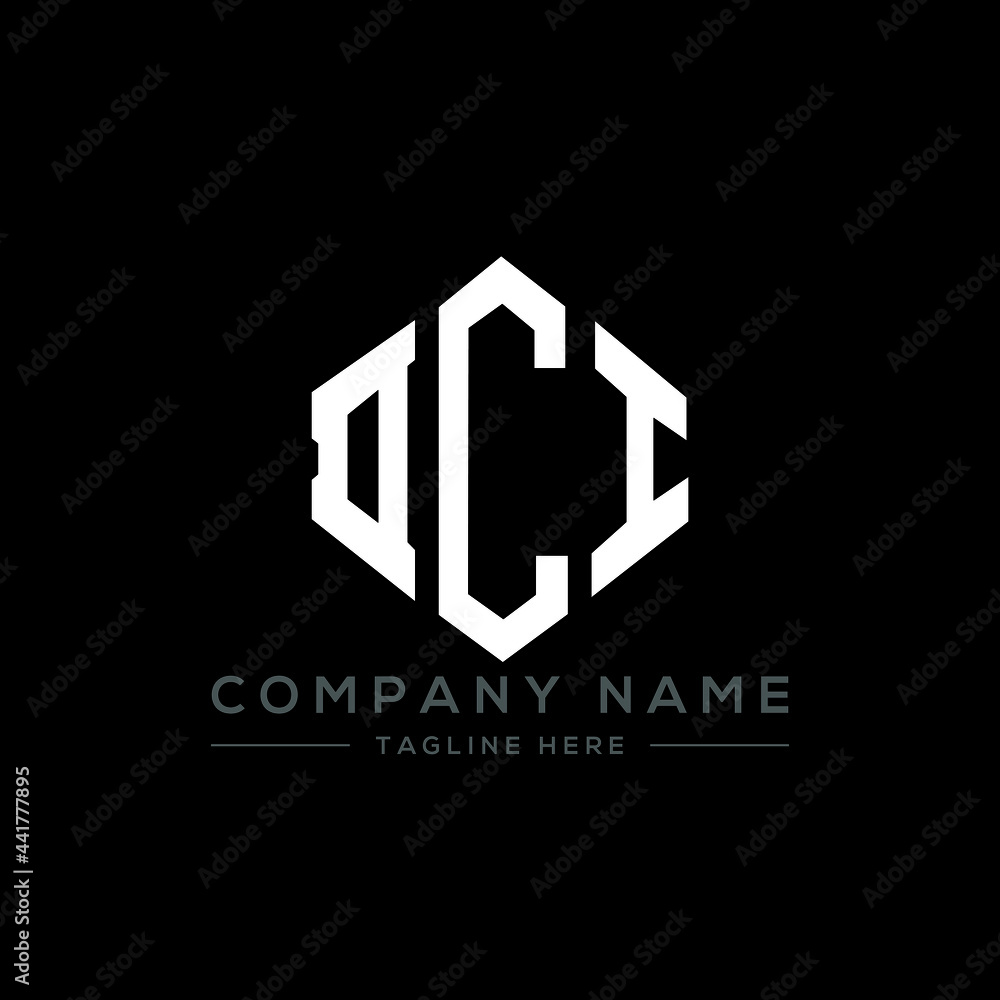 DCI letter logo design with polygon shape. DCI polygon logo monogram. DCI cube logo design. DCI hexagon vector logo template white and black colors. DCI monogram, DCI business and real estate logo. 