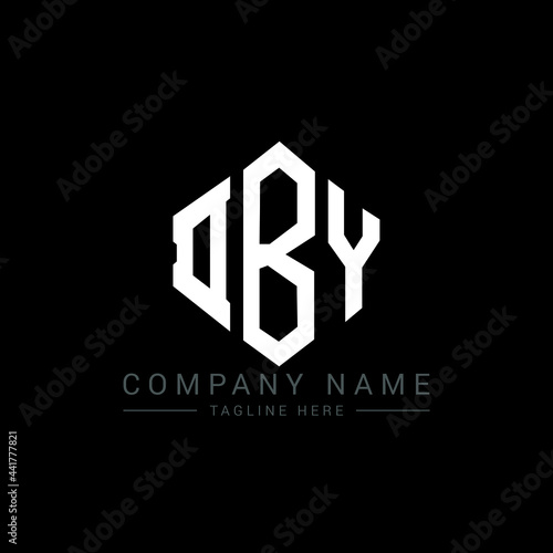 DBY letter logo design with polygon shape. DBY polygon logo monogram. DBY cube logo design. DBY hexagon vector logo template white and black colors. DBY monogram, DBY business and real estate logo.  photo