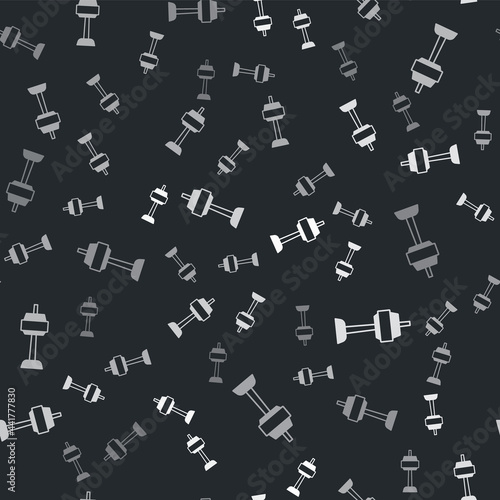 Grey N Seoul tower in South Korea icon isolated seamless pattern on black background. Seoul tower, Namsan tower in korea. Vector