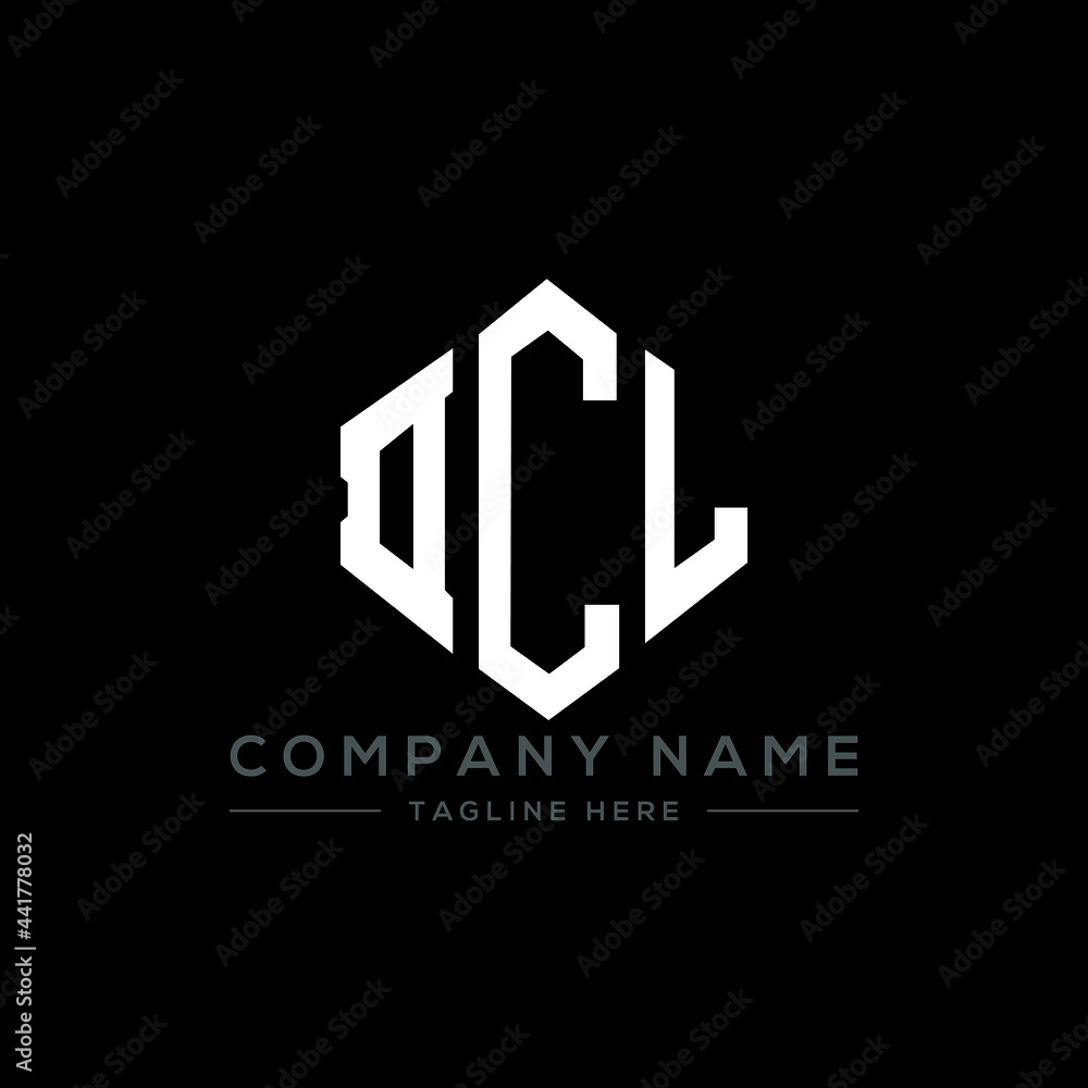 DCL letter logo design with polygon shape. DCL polygon logo monogram. DCL cube logo design. DCL hexagon vector logo template white and black colors. DCL monogram, DCL business and real estate logo. 