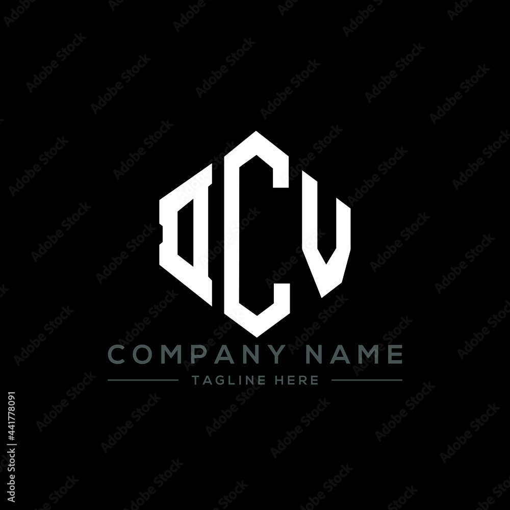 DCV letter logo design with polygon shape. DCV polygon logo monogram. DCV cube logo design. DCV hexagon vector logo template white and black colors. DCV monogram, DCV business and real estate logo. 