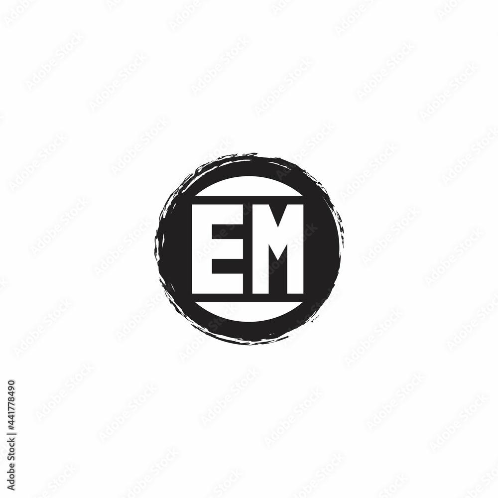 EM Logo Initial Letter Monogram with abstrac circle shape design template EM Logo Initial Letter Monogram with abstrac circle shape design template