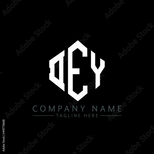 DEY letter logo design with polygon shape. DEY polygon logo monogram. DEY cube logo design. DEY hexagon vector logo template white and black colors. DEY monogram, DEY business and real estate logo. 