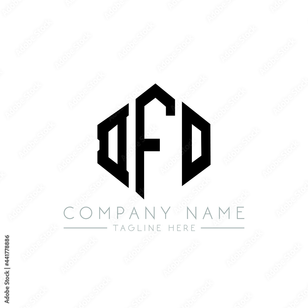 DFO letter logo design with polygon shape. DFO polygon logo monogram. DFO cube logo design. DFO hexagon vector logo template white and black colors. DFO monogram, DFO business and real estate logo. 