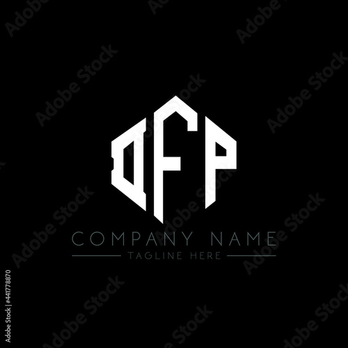 DFP letter logo design with polygon shape. DFP polygon logo monogram. DFP cube logo design. DFP hexagon vector logo template white and black colors. DFP monogram, DFP business and real estate logo. 