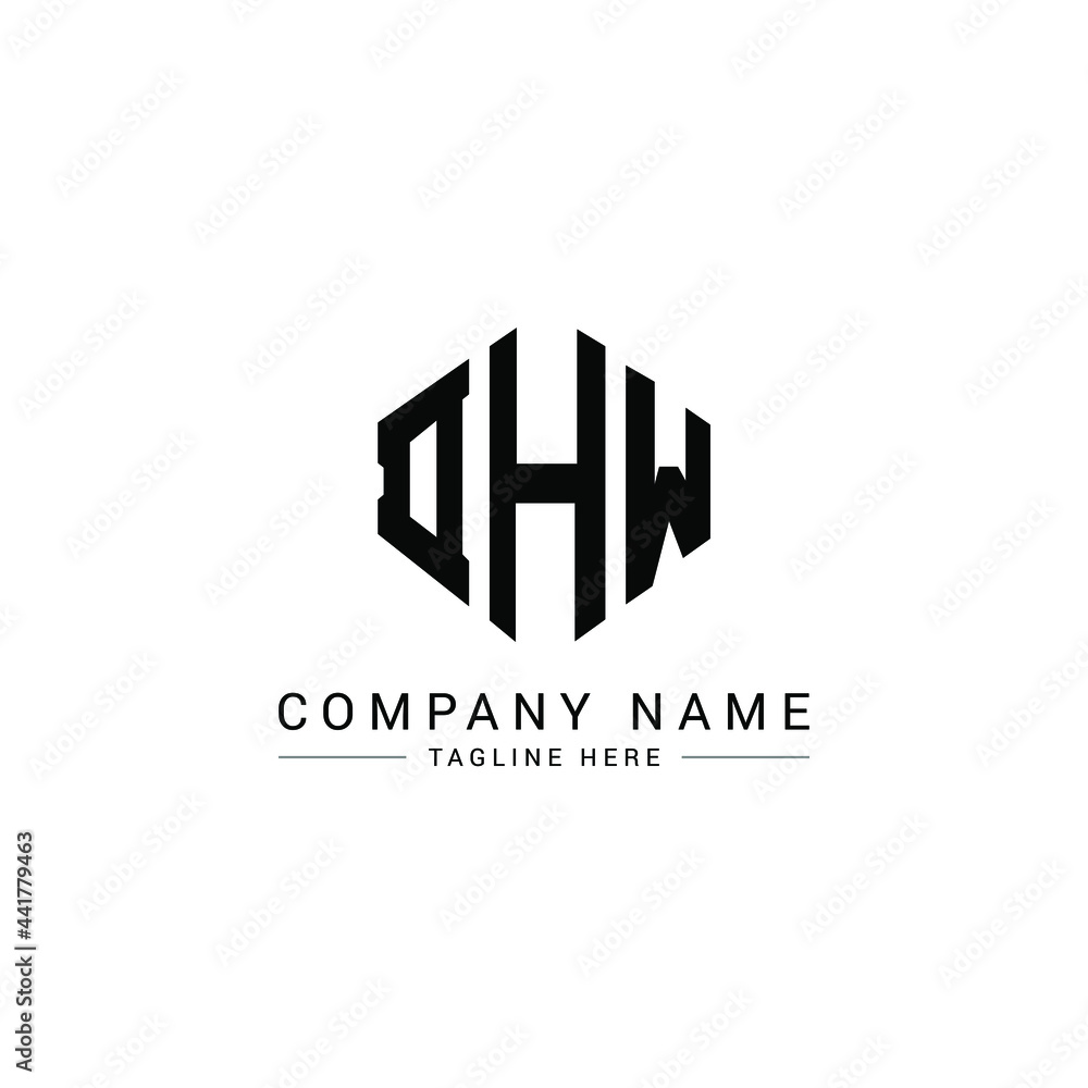 DHW letter logo design with polygon shape. DHW polygon logo monogram ...