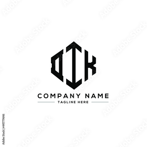 DIK letter logo design with polygon shape. DIK polygon logo monogram. DIK cube logo design. DIK hexagon vector logo template white and black colors. DIK monogram, DIK business and real estate logo. 