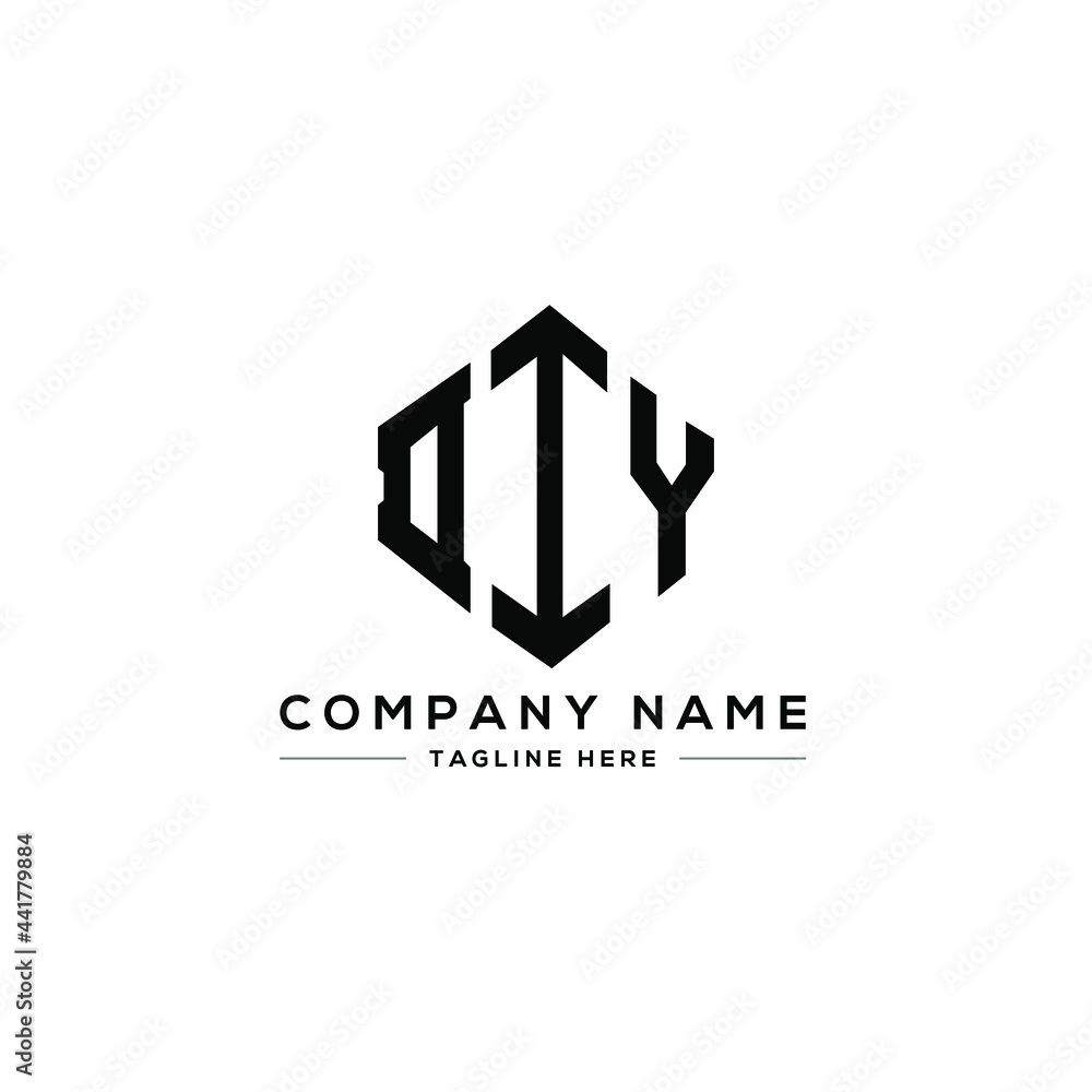 DIY letter logo design with polygon shape. DIY polygon logo monogram. DIY cube logo design. DIY hexagon vector logo template white and black colors. DIY monogram, DIY business and real estate logo. 